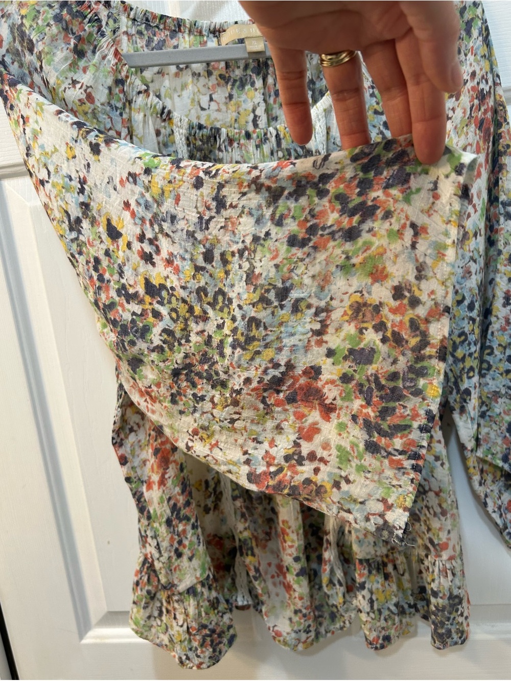 Hope Harlow Whimsy Floral Peasant Blouse Size XL Lightweight Cottage Watercolor - Picture 5 of 11